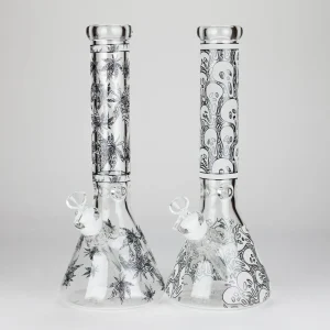 14″ Glow-in-the-Dark Glass Beaker Bong - Leaf