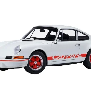 Autoart 1/18 Porsche 911 Carrera 2.7 RS Model in Grand Prix White with Red Stripes