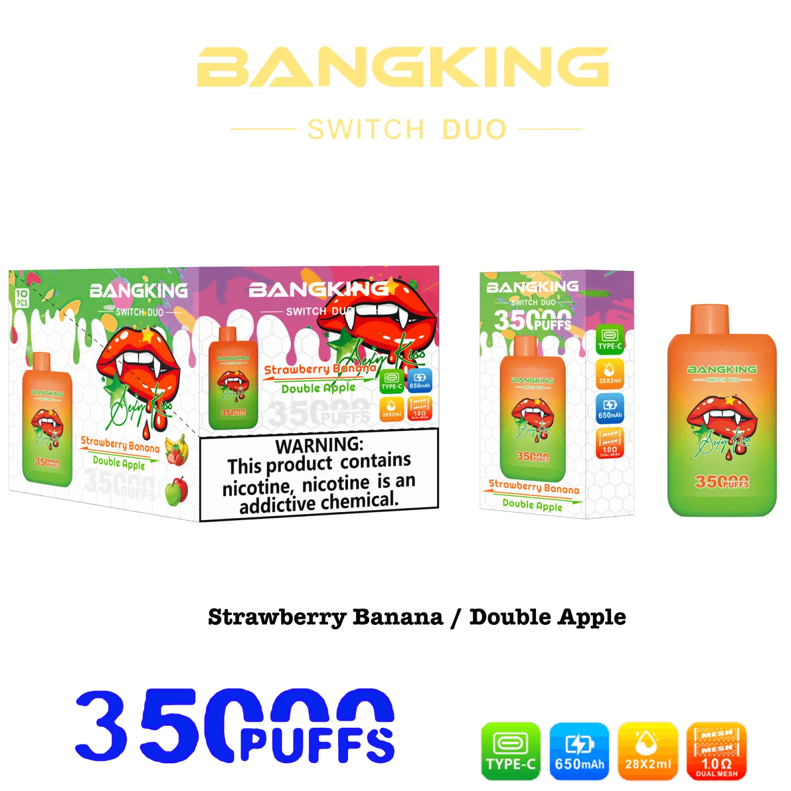 Bang King Switch Duo 35K Disposable Vape – Dual Flavor & Mesh Coils - Image 2