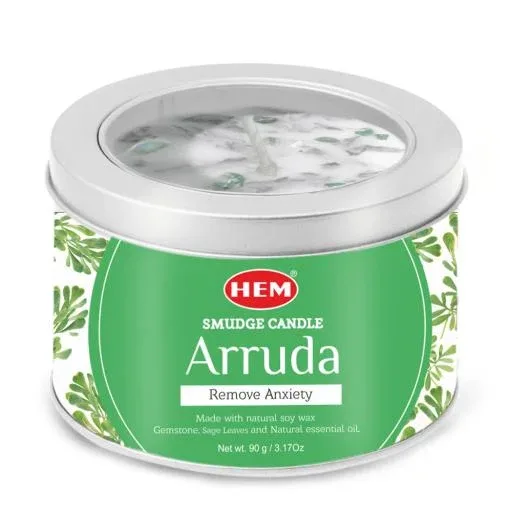 HEM - Arruda Natural Gemstone Soy Wax Smudge Candle