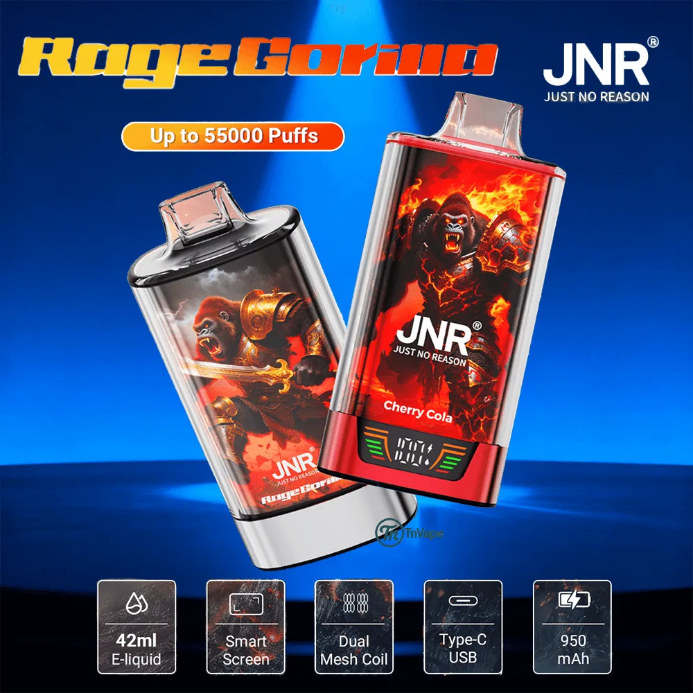 JNR Rage Grilla 55K – 55,000 Puffs, 2% Nicotine, Dual Mesh Coil, Smart Screen Vape