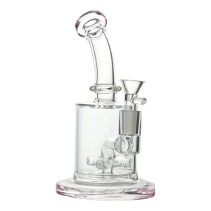 Pink Nano Inline Percolator - 8 inches glass bong