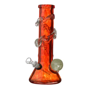Wide Neck Dappled Tube Beaker Bong - 14in
