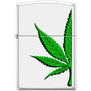 Zippo Lighter - Half a Pot Leaf Pipe Lighter White Matte