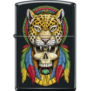 Zippo Lighter - Headdress Cheetah Skull