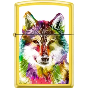 Zippo Lighter - Neon Multi-Color Wolf