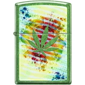 Zippo Lighter - Pot Leaf Meadow Finish