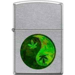 Zippo Lighter - Yin Yang Pot Leaf Pipe Lighter Street Chrome